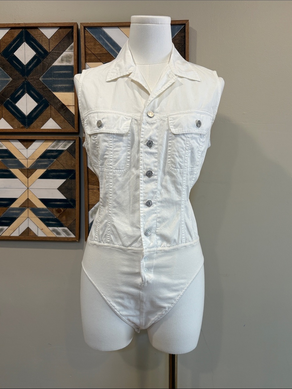 Vintage Ralph Lauren Country White Button-Up Bodysuit Top size Small *As-Is* - Picture 1 of 13